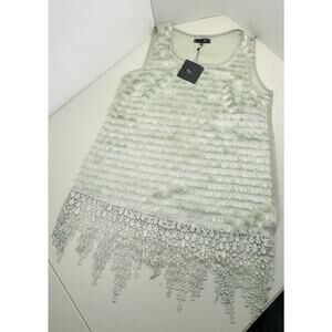 NWT Ryu Size M Mint Green Sleeveless Sheer Lace Boho Blouse Top